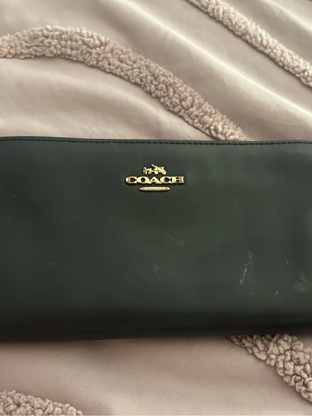 Coach Black Leather Wallet with Gold Logo Accent